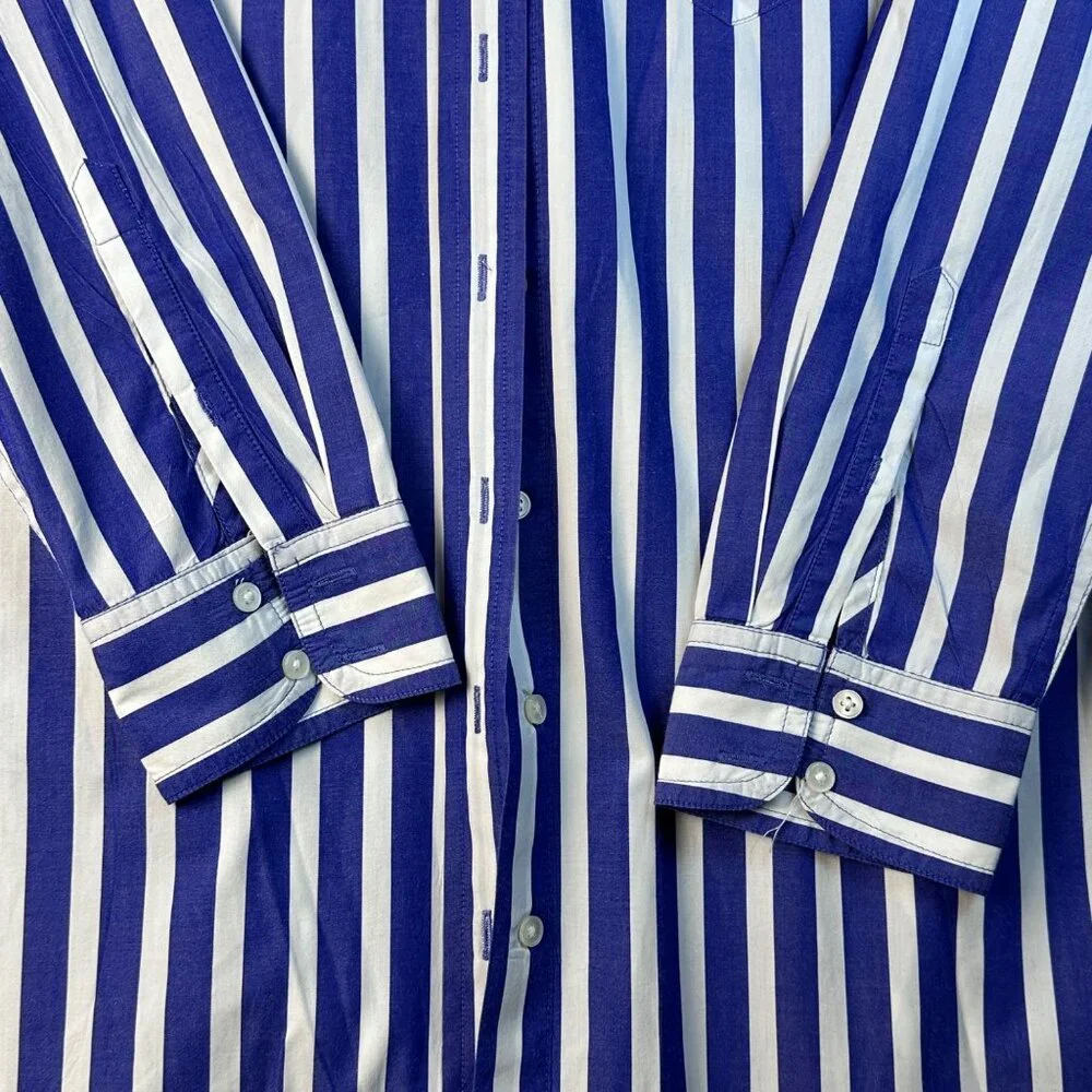 J.Crew Blue White Striped Long-Sleeve Button-Down Shirt Dress XS Preppy Oldmoney - Picture 10 of 13